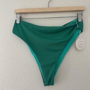 NWT Sunny Bunny Swim Bikini Bottom Ribbed Cheeky Coverage Green XL